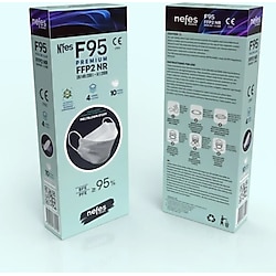 Nefes F95 F99/N95 FFP2 Premium Kore Tipi 10'lu 10 Adet Tekli Paketli Maske Beyaz