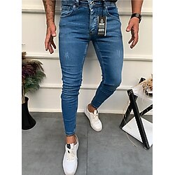 ENERJİN Erkek Jeans Skinny Fit Likralı Düz Trnak Mavi