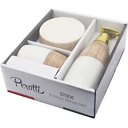 Sefa Perotti Stone 3 Parça Porselen Banyo Seti Beyaz