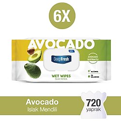Deep Fresh Doğal Özler Avokado 120 Yaprak 6'lı Paket Islak Mendil