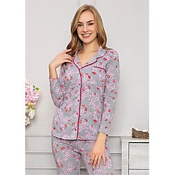 homewear moda Kadın Gri Düğmeli Pijama Takımı