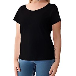 Tshigo Kadın Siyah Basic V Yaka Oversize Önü Kısa Arkası T-shirt