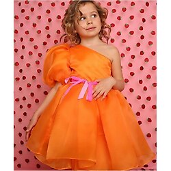 Da&Mira Kız Çocuk Turuncu Tasarım Elbise