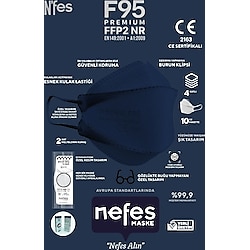 Nefes F95 F99/N95 FFP2 Premium Kore Tipi 10 Adet Tekli Paketli Maske Lacivert