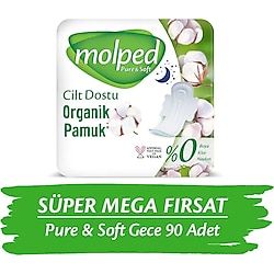 Molped Pure & Soft Gece 30'lu 3 Adet Süper Mega Paket Hijyenik Ped