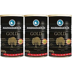Marmarabirlik Gold Az Tuzlu Sofralık Salamura 800 gr 3'lü XL (201-230) Siyah Zeytin