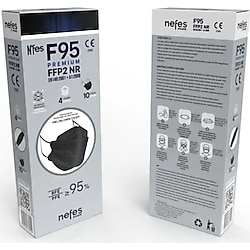 Nefes F95 F99/N95 FFP2 Premium Kore Tipi 10'lu 5 Adet Tekli Paketli Maske Siyah