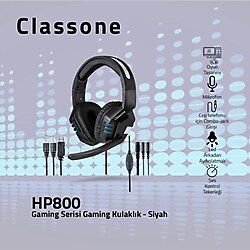 Classone Siyah Hp800 Oyuncu Kulaklığı HP8008699261815007