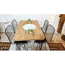 YusGos Byk Mobilya Mutfak Yemek Masa Takımı Mermer Desencafe Masası 4 Adet Tel Sandalye 1 Adet Masa