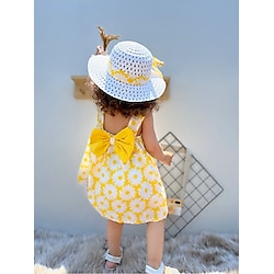 By Murat Bebe Büyük Papatya Çiçekli Şapkalı Yazlık Kız Bebek Elbise
