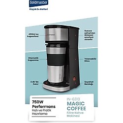 Goldmaster Magic Coffee İn-6310 Filtre Kahve Makinesi + Seyahat Bardaklı