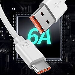 OPPO Realme 7 Pro VOOC USB C 6A 65W Turbo Hızlı Şarj Type-C Kablosu 1 Metre