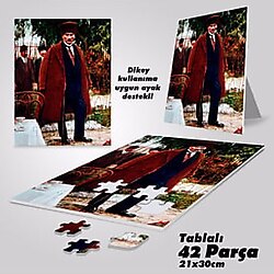Takım Elbiseli Sivil Atatürk - Kalpaklı -Yapboz - Ayak Destekli Çerçeveli 42 Parça Puzzle