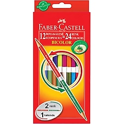 Faber-Castell Bicolor Çift Taraflı Boya Kalemi 12'li 24 Renk