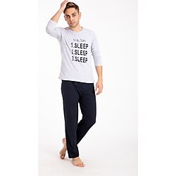 Erkek Pijama Takımı Uzun Kol Baskılı Takım Tampap 1108