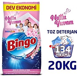 Bingo Matik 10 Kg 2'li Paket Mutlu Yuvam Renkliler ve Beyazlar Toz Çamaşır Deterjanı