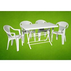 Plastik Katlanir Masa 70X120 + 4 Adet Kollu Plastik Sandalye Mobilya (Kirik Beyaz) Xombx99