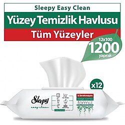 Sleepy Easy Clean Yüzey Temizlik Havlusu 100 Yaprak 12'li