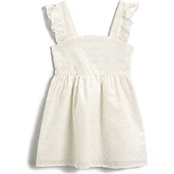 Koton Kız Çocuk İşlemeli Mini Elbise Kolları Fırfırlı Beyaz (000) 11/12 Yaş