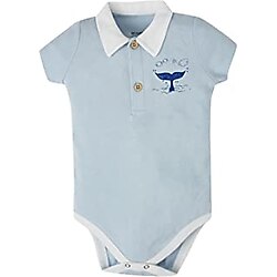 DeFacto Erkek Bebek Gömlek Yaka Kısa Kollu Yeni Doğan Pamuklu Çıtçıtlı Body Açık Mavi (BE343) 1-3 Ay