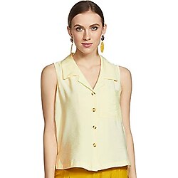 Koton Kadın Cep Detaylı Kolsuz Gömlek Sarı (151) 34