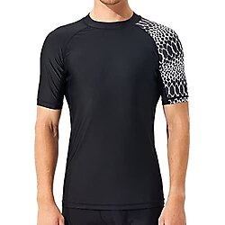 SURFEASY Erkek Kısa Kollu Rash Guard Yüzme Gömleği, UPF 50+ Güneş Koruması Yüzme Balıkçılık Sörf Plaj Tişörtleri Hızlı Kuruma, Yılan Tartısı, M