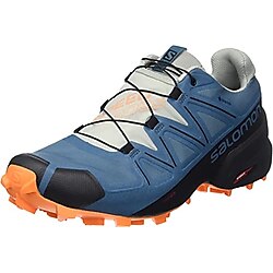 Salomon Erkek Speedcross 5 GTX su geçirmez parkur koşu ayakkabısı, Mallard Blue Schmiedeeisen Vibrant Orange, 44 2/3 EU