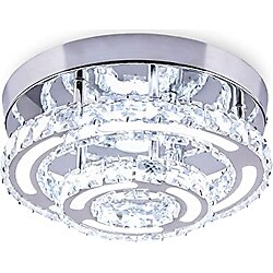 CXGLEAMING Modern Kristal Tavan Işıkları 2-Yuvarlak LED Yarı gömme Avize Soğuk Beyaz Avize Mutfak Ada Yemek Odası Yatak Odası Koridor Banyo Oturma Odası Oturma Odası için