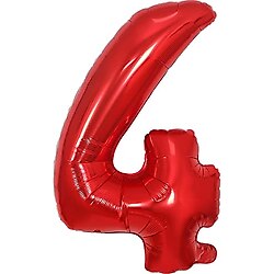 Rakam Folyo Balon Kırmızı 4 Rakamı 32inç 80cm