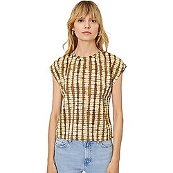 Koton Kadın Desenli T-Shirt Kahverengi Desenli (07H) S