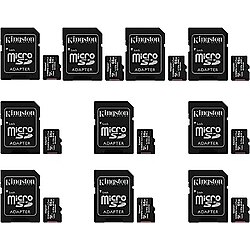 Kingston Canvas Select Plus 64GB UHS-I microSDXC Hafıza Kartı SD Adaptörlü (10'lu Paket) Paket (10 Ürün)