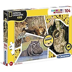 Clementoni - 20263-104 Parça Puzzle National Geographic Kids - Wildlife Adventurer, Çocuk Puzzle