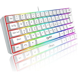 %60 Kablolu RGB Oyun Klavyesi, 61 Tuşlu 11 Renk RGB Arkadan Aydınlatmalı Taşınabilir Mini Kompakt, A