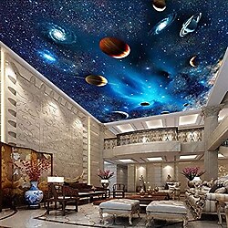 KiKiYe Evren Uzay Gezegen Gece Gökyüzü Yıldızlar Fotoğraf Duvar Resmi Çocuk Yatak Odası Oturma Odası Tavan Duvar Dekoru Dokumasız Kişiselleştirilmiş 3D Duvar Kağıdı