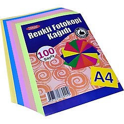 Tokaç A4 Renkli Fotokopi Kağıdı 5 Renk 100 Adet
