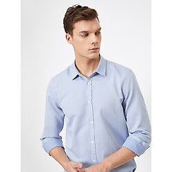 Erkek Mavi Klasik Yaka Uzun Kollu Slim Fit Smart Gömlek (499227593)