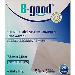 B-Good Steril Emici Spanç Kompres 7,5cm x 7,5cm 5 ad.x 5 paket