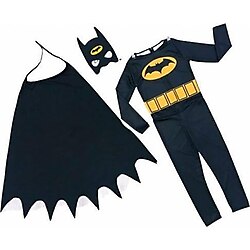 Batman Yarasa Adam Yeni Erkek Çocuk Kostümü Pelerinli 2 Maskeli - 2 - 3 Yaş - Siyah