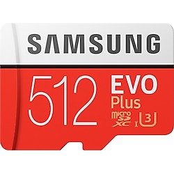 Samsung Evo Plus 512 GB 100 MB/s U3 UHS-I Class 10 MB-MC512HA microSDXC Kart