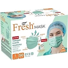 Fresh Mask 3 Katlı Yumuşak Elastik Kulaklı 50'li Meltblown Maske