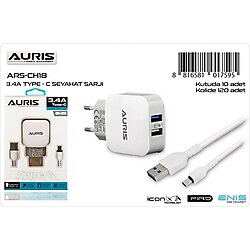 Auris ARS-CH18 Type-C Set 3.4A Şarj Cihazı