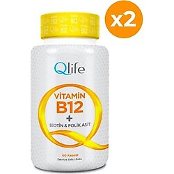 QLife Vitamin B12 + Biotin Folik Asit 60 Kapsül 2 Adet