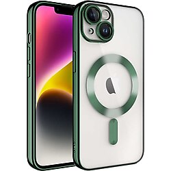 Apple iPhone 13 Kılıf Kamera Korumalı Magsafe Wireless Şarj Özellikli Zore Demre Kapak-Koyu yeşil