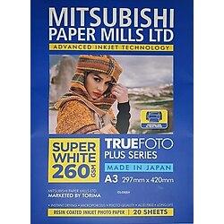 Mitsubishi Paper Mills A3 260gr Parlak İnkjet Kağıt 20 Adet