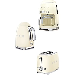SMEG 50's Style Krem Kettle - 1x2 Ekmek Kızartma Makinesi Ve Filtre Kahve Makine Seti Klf-tsf-dcf