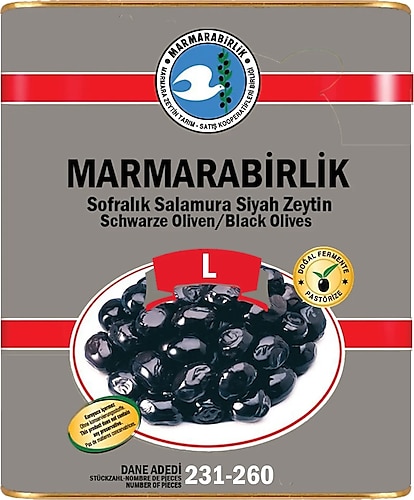 Marmarabirlik Hiper 10 kg L (231-260) Doğal Yağlı Salamura Siyah Zeytin