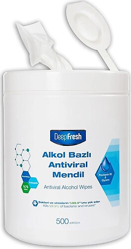 Deep Fresh Alkollü Antiviral Islak Mendil Hijyen Kovası 500 Yaprak El Temizleme Jeli Hediyeli