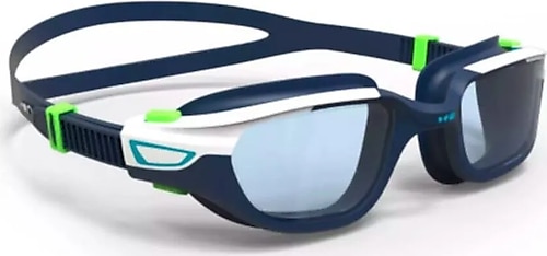 Nabaiji Yüzücü Gözlüğü - Yetişkin Deniz Gözlüğü - Beyaz / Mavi - Şeffaf Camlar - L Boy - Spırıt Nabaıjı