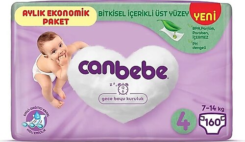 Canbebe 4 Numara Maxi 160'lı Bebek Bezi
