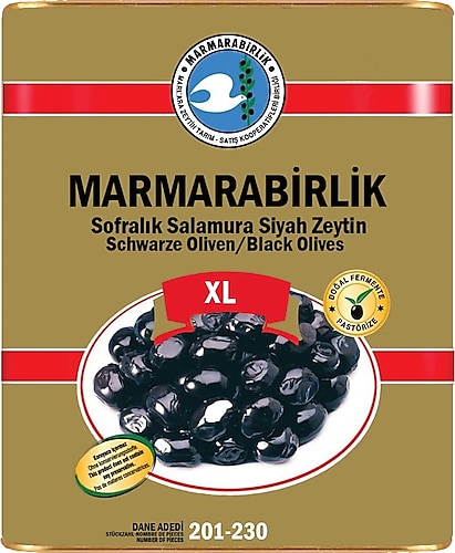 MarmaraBirlik Mega 201-230 Kb Xl Doğal Siyah Zeytin 10 Kğ